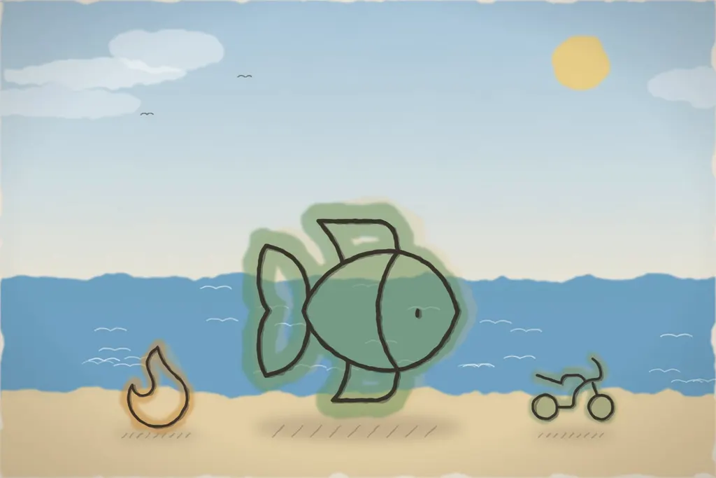 Popas cu pește la grătar pe plaja de la Corbu (ilustrație)
